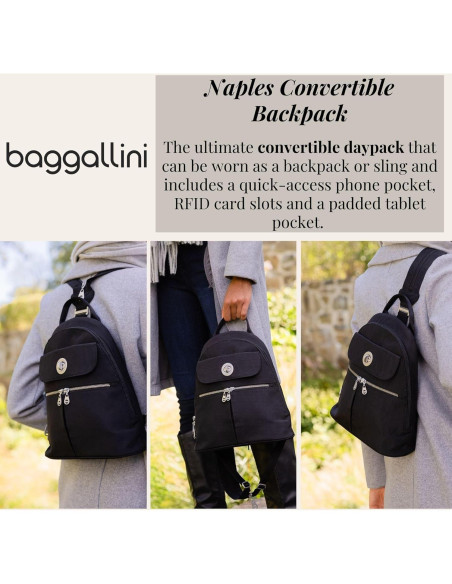 Mochila Convertible Baggallini Nápoles - Bandolera Nylon 30.5x27.9cm