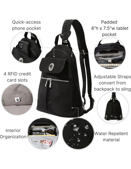 Mochila Convertible Baggallini Nápoles - Bandolera Nylon 30.5x27.9cm