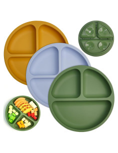 Platos Divididos de Silicona Little Rawr - 3 Unidades Antideslizantes