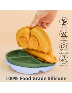 Platos Divididos de Silicona Little Rawr - 3 Unidades Antideslizantes 2