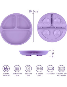 Platos de Succión Vicloon 2 Pcs Silicona Grado Alimenticio 2