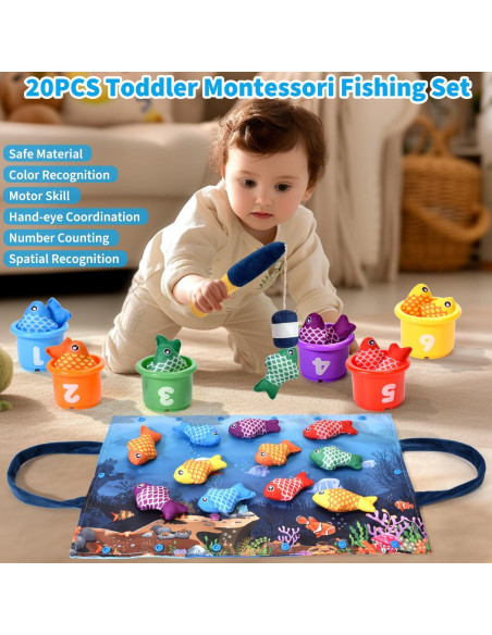 Set de Juguetes Montessori de Pesca Alsatic Toys 20 Piezas