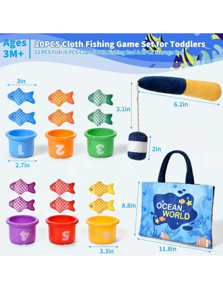 Set de Juguetes Montessori de Pesca Alsatic Toys 20 Piezas