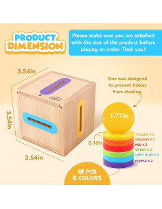 Juguete Montessori de Clasificación de Colores de Madera 9.4cm 2