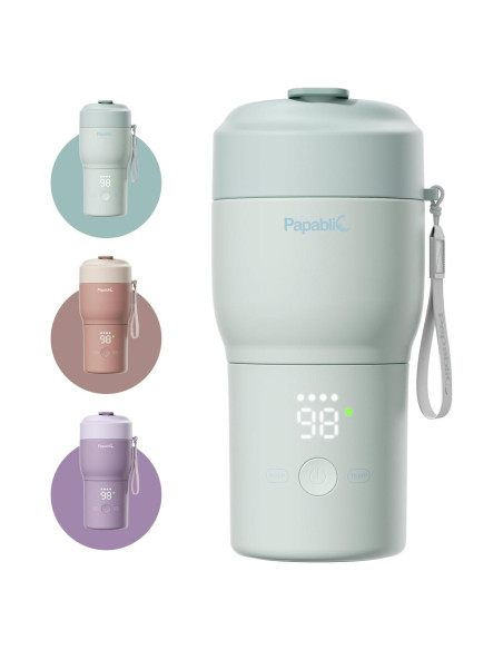 Calentador de Botellas Portátil Papablic Pro - 30W, 5 Temperaturas, Esterilizador, Verde Menta