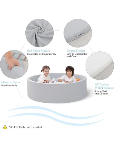 Foso de Pelotas de Espuma SHJADE 90CM Gris para Niños