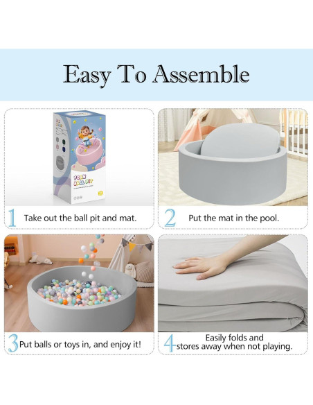 Foso de Pelotas de Espuma SHJADE 90CM Gris para Niños