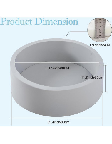 Foso de Pelotas de Espuma SHJADE 90CM Gris para Niños