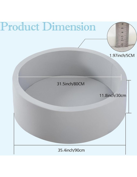 Foso de Pelotas de Espuma SHJADE 90CM Gris para Niños