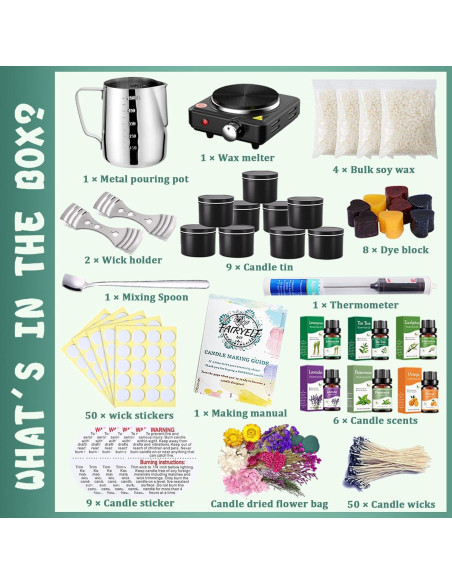 Kit de Fabricación de Velas FAIRYELF 500W con Cera de Soja