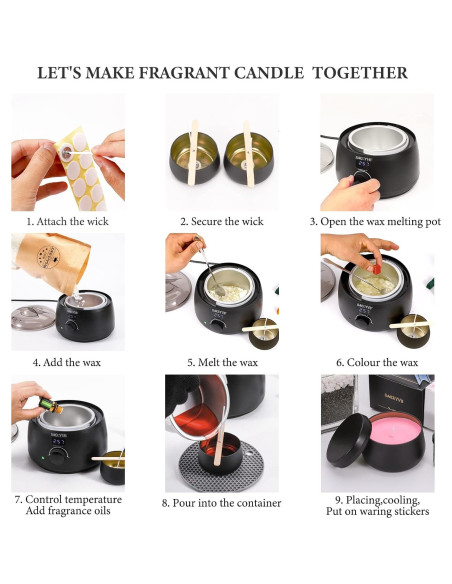 Kit de Fabricación de Velas SAEUYVB con Olla LED 0.68 kg