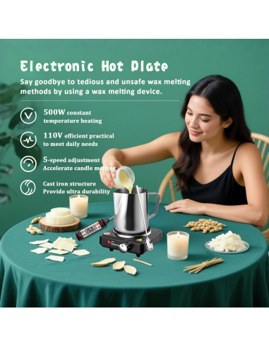 Kit de Fabricación de Velas FAIRYELF 500W con Cera de Soja