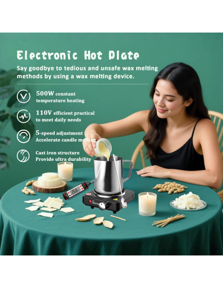 Kit de Fabricación de Velas FAIRYELF 500W con Cera de Soja