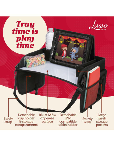 Bandeja de Viaje para Niños Lusso Gear - Organizador Auto Negro