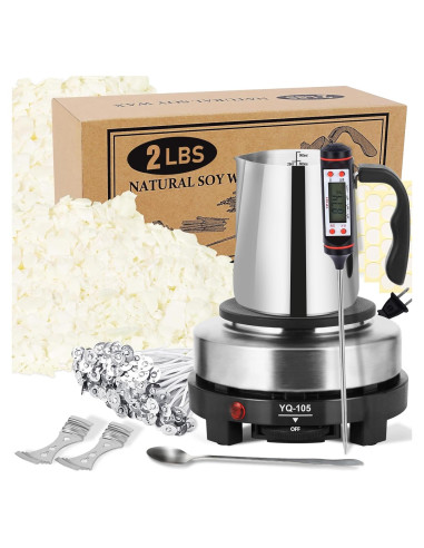 Kit de Fabricación de Velas SAEUYVB 2kg con Derretidor y Cera Soja