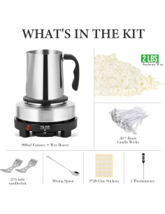 Kit de Fabricación de Velas SAEUYVB 2kg con Derretidor y Cera Soja 2