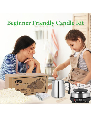 Kit de Fabricación de Velas SAEUYVB 2kg con Derretidor y Cera Soja