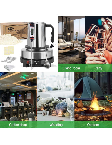 Kit de Fabricación de Velas SAEUYVB 2kg con Derretidor y Cera Soja