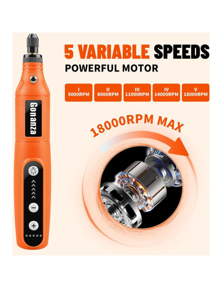 Gonanza Mini Kit Herramienta Rotativa Inalámbrica 62 Accesorios