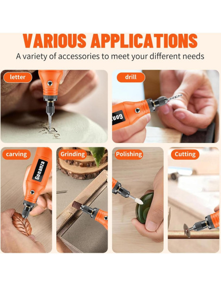 Gonanza Mini Kit Herramienta Rotativa Inalámbrica 62 Accesorios