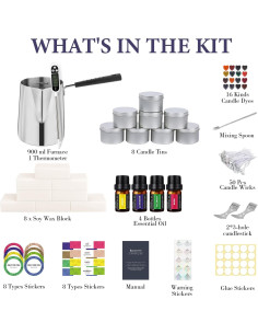 Kit de Fabricación de Velas SAEUYVB - 8 Latas, Cera de Soja 2