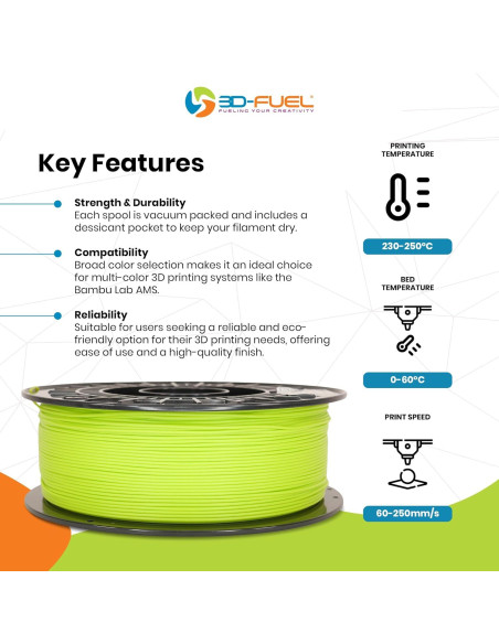 Filamento PLA+ 3D-Fuel 1.75 mm 1 kg Amarillo Daffodil