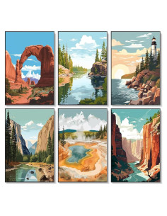 Kit de Pintura por Números Fountor 6 Paquetes Parque Nacional 30.48x20.32 cm