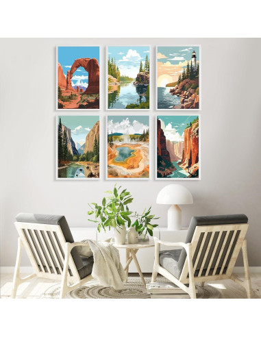Kit de Pintura por Números Fountor 6 Paquetes Parque Nacional 30.48x20.32 cm