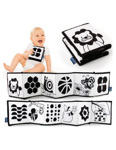 Libro Suave en Blanco y Negro KaPing para Bebés - 12 Patrones