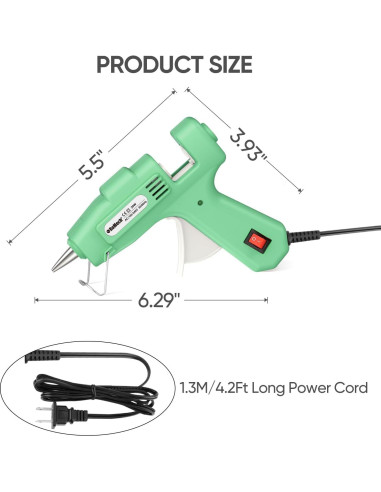 Pistola de Pegamento Caliente ROMECH 20W Verde + 30 Barras