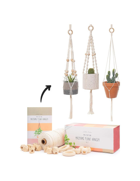 Kit de Macramé Aesthetic Creative - 3 Soportes de Plantas DIY