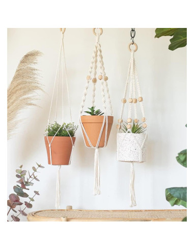 Kit de Macramé Aesthetic Creative - 3 Soportes de Plantas DIY