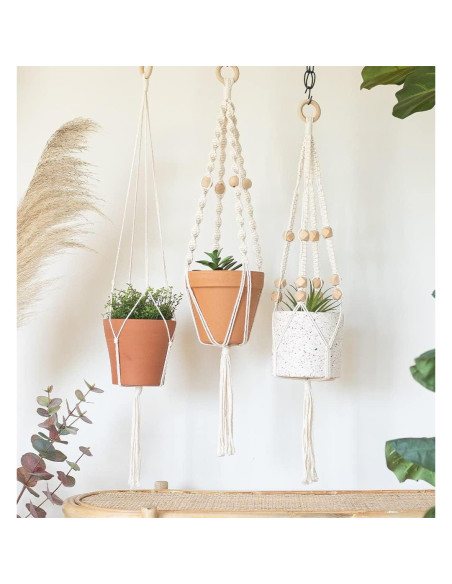 Kit de Macramé Aesthetic Creative - 3 Soportes de Plantas DIY