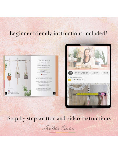 Kit de Macramé Aesthetic Creative - 3 Soportes de Plantas DIY