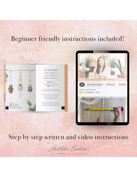 Kit de Macramé Aesthetic Creative - 3 Soportes de Plantas DIY