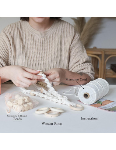 Kit de Macramé Aesthetic Creative - 3 Soportes de Plantas DIY