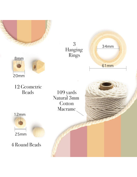 Kit de Macramé Aesthetic Creative - 3 Soportes de Plantas DIY