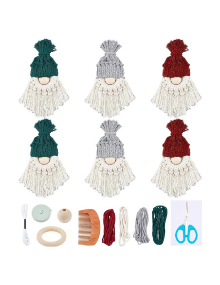 Kit de Gnomos de Navidad DIY FREEBLOSS - 6 Piezas Macramé