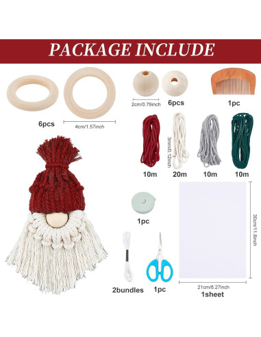 Kit de Gnomos de Navidad DIY FREEBLOSS - 6 Piezas Macramé