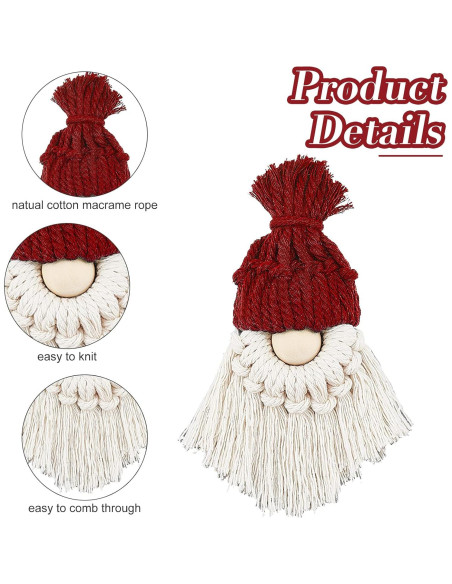 Kit de Gnomos de Navidad DIY FREEBLOSS - 6 Piezas Macramé