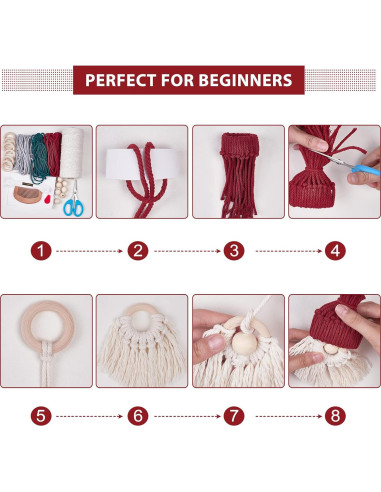 Kit de Gnomos de Navidad DIY FREEBLOSS - 6 Piezas Macramé