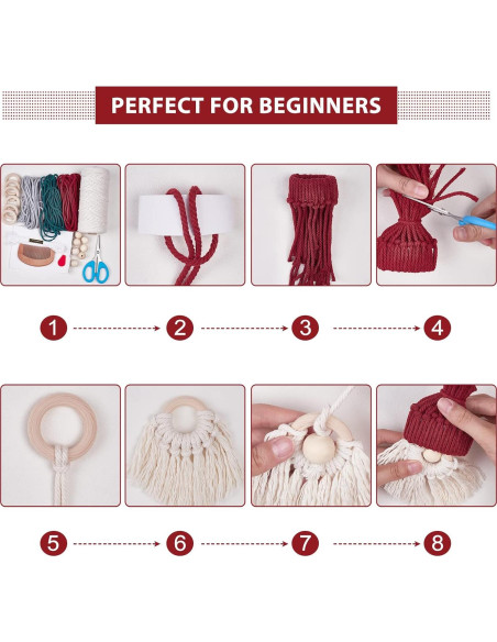 Kit de Gnomos de Navidad DIY FREEBLOSS - 6 Piezas Macramé