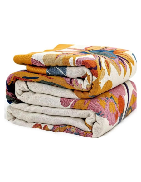 Manta Boho Wzvzss 100% Algodón 127x152cm Floral Reversible