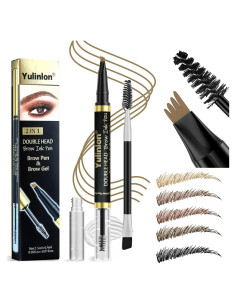 Lápiz y Gel de Cejas 2 en 1 Yulinlon Marrón Oscuro