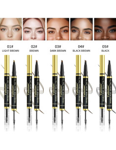 Lápiz y Gel de Cejas 2 en 1 Yulinlon Marrón Oscuro 2