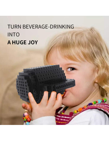 Taza de Café Lumsburry Build-on Brick Negra - Regalo Divertido