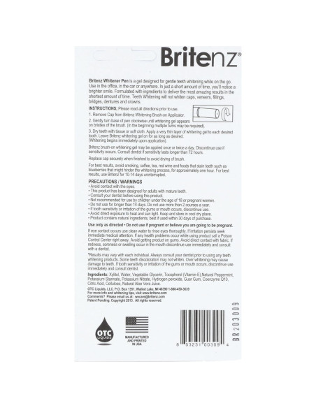 Bolígrafo Blanqueador de Dientes Britenz 1.42 g Menta