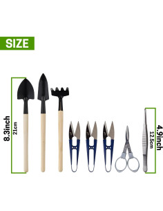Juego de Herramientas para Bonsai 8 Pcs ZELAR - Acero Inoxidable 2