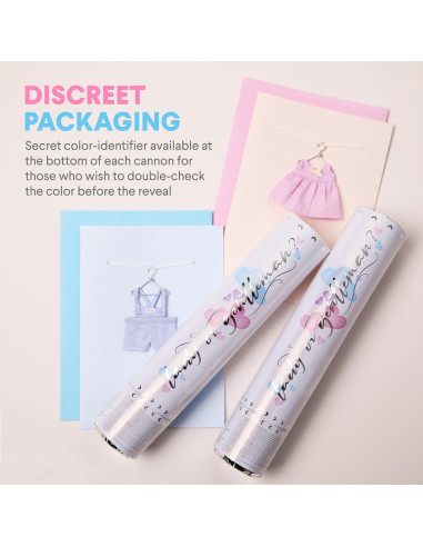 Cañón de Confeti Revelación de Género PrimePure - 4 Corazones Azules