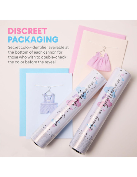 Cañón de Confeti Revelación de Género PrimePure - 4 Corazones Azules